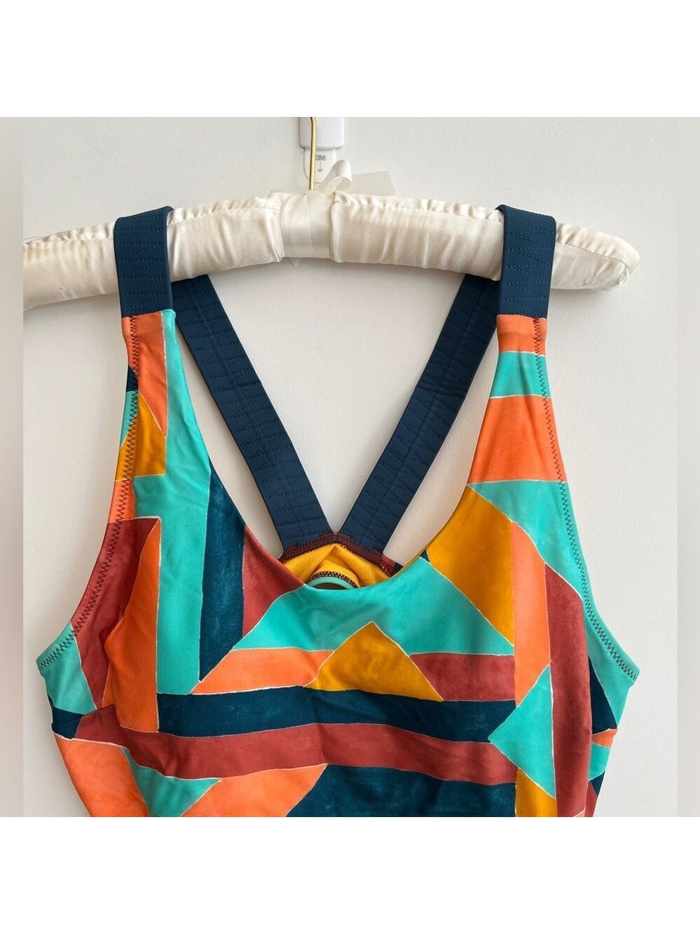 PRANA Neolani One Piece Swimsuit Geometric Pattern Atlantic Seaglass Resortwear - Picture 6 of 16